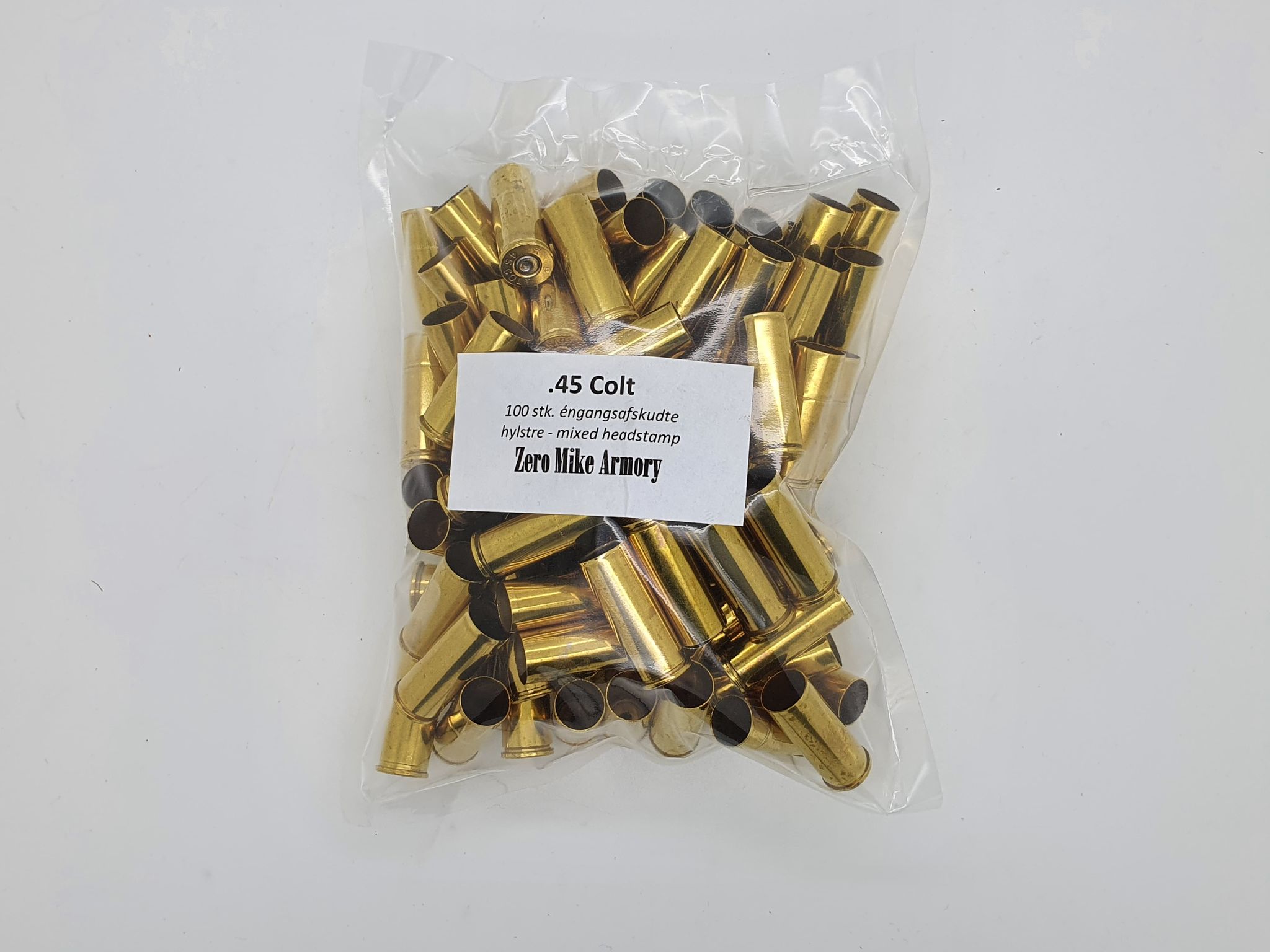 Engangsafskudte .45 Colt hylstre, 100 stk